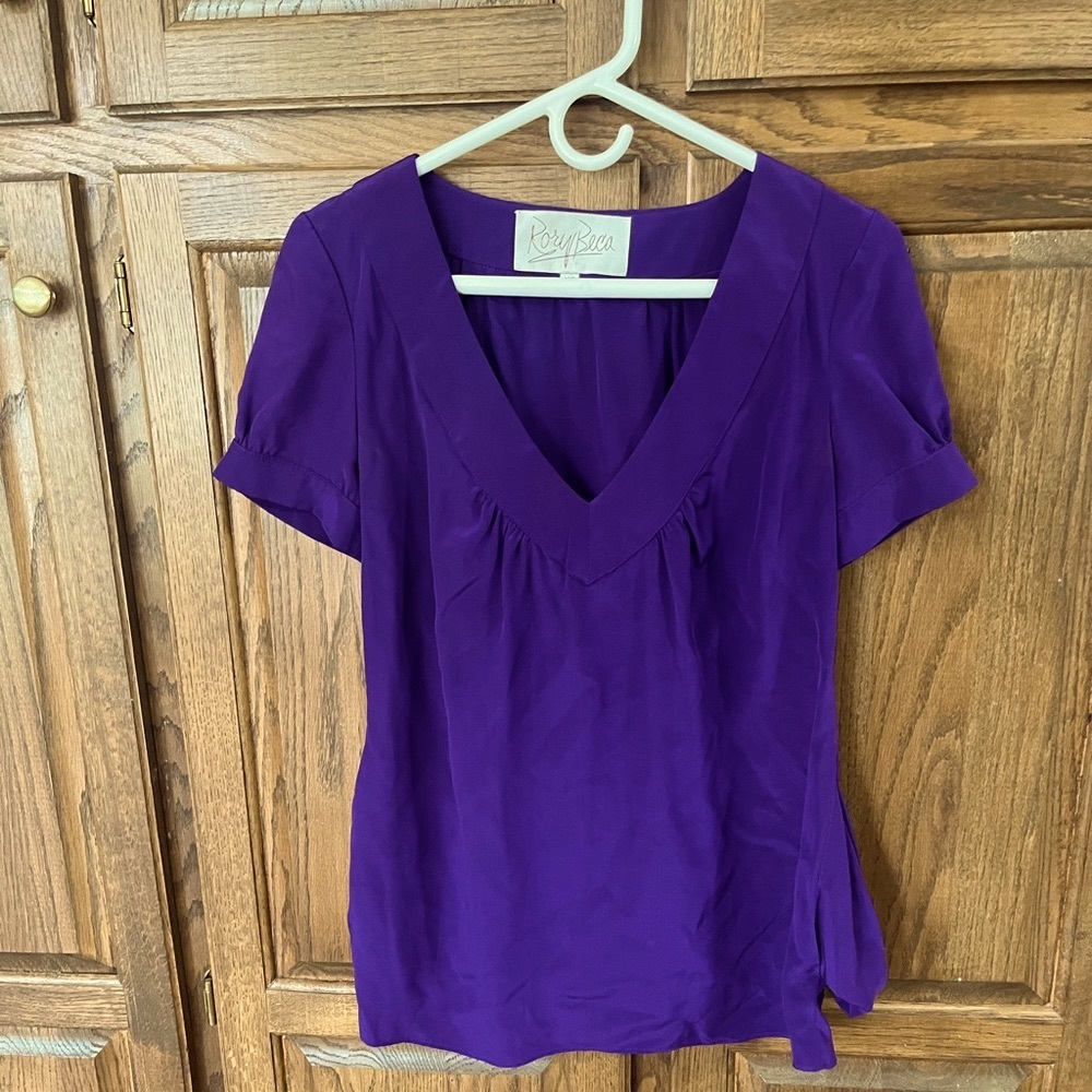 Rory Becca Purple Short sleeve top with pockets